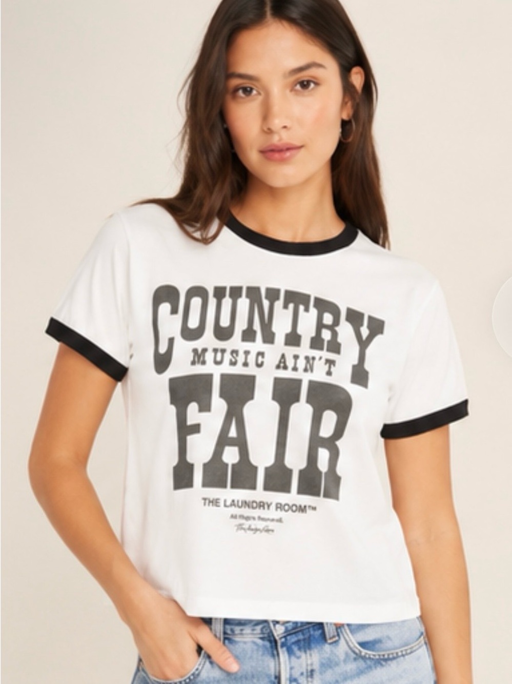 The Laundry Room Country Music Ain’t Fair Ringer Tee NWT Medium